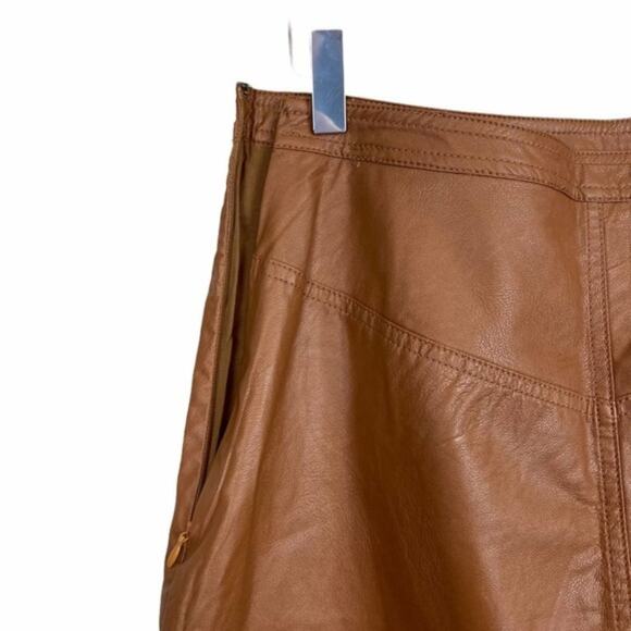 NEW Free People Fake Out Brown Faux Leather Vegan Wrap Skirt Size 2 - Picture 5 of 8